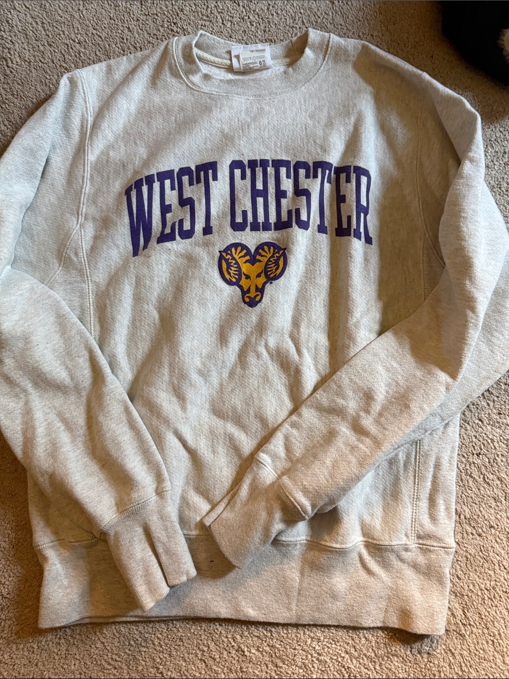 Champion Grey Crewneck Sweatshirt with Purple & Gold West Chester Print